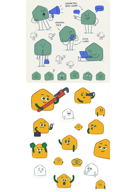 Gui mascot character design — early sketches and personality exploration for the robot